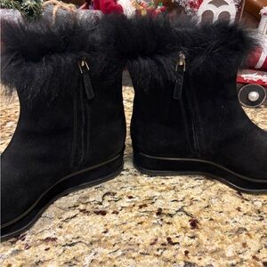 Tory Burch Women's Black Fur-Trimmed Boots